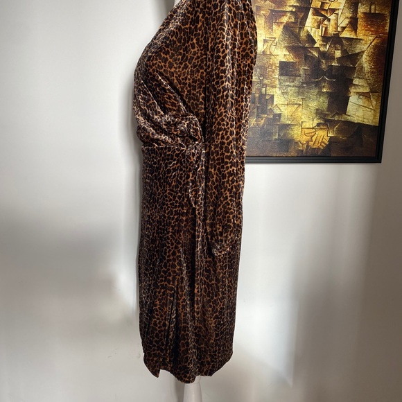 JCrew Leopard Velvet Wrap Dress - Picture 3 of 7